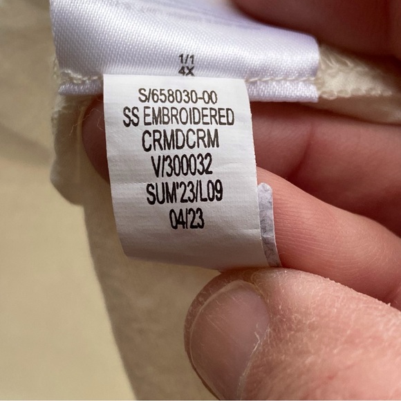 Old Navy Embroidered Mini Swing Dress Woman 4X Cream Pockets Boho Scandinavian - Picture 10 of 15